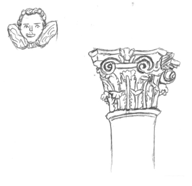 Capitello e putto decorativo